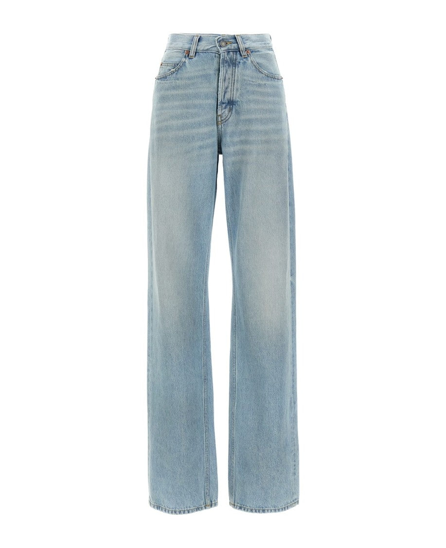 Saint Laurent Light-Wash Denim Pants With Straight-Leg Cut