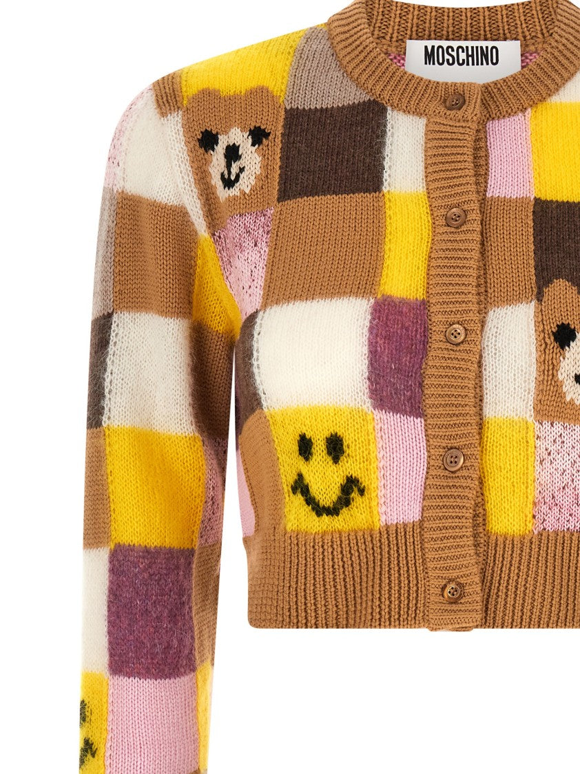 Moschino 'Smiley® E ' Teddy Bear' Cardigan