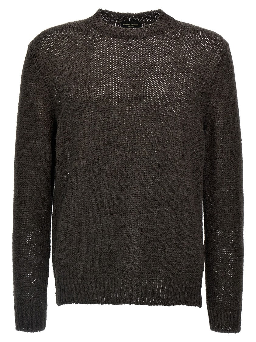 Roberto Collina Mesh Knit Black Sweater