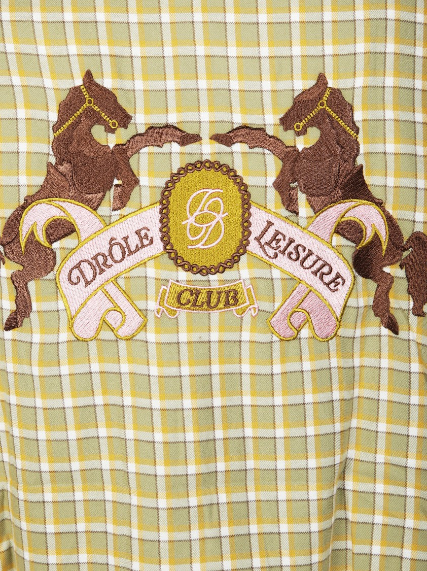 Drôle De Monsieur Yellow And White Checkered Button-Up Shirt