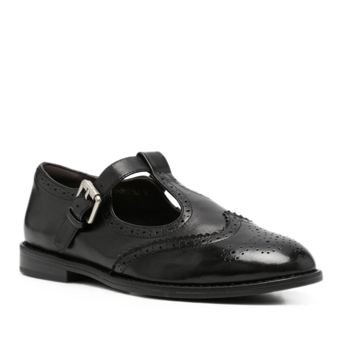 Adrianna Feretti Black T-Strap Leather Loafers