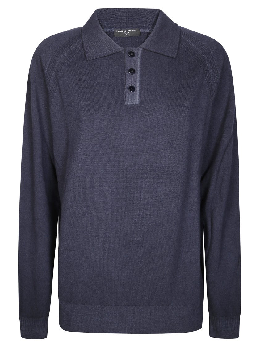 Daniele Fiesoli Raglan Sleeve Long-Sleeve Polo Shirt With Classic Collar