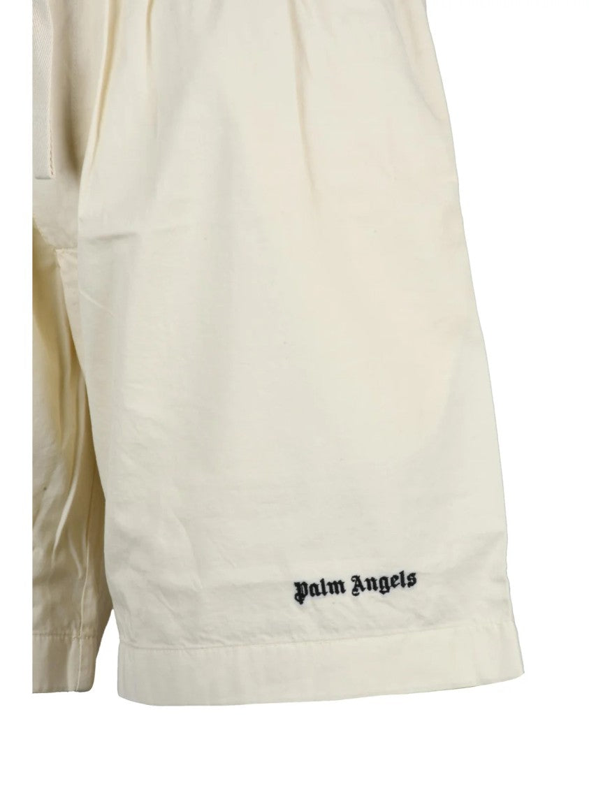 Palm Angels Cream Cotton Drawstring Shorts