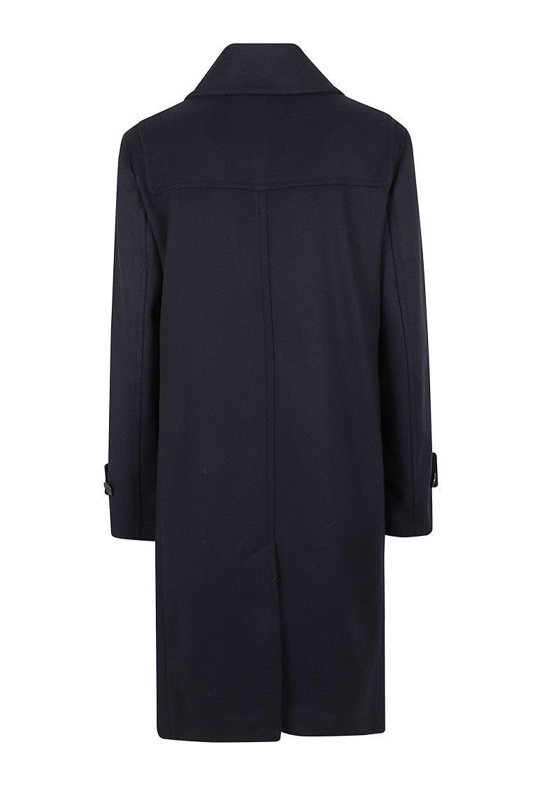 Polo Ralph Lauren Dark Blue Wool Duffle Coat With Leather And Horn Toggles