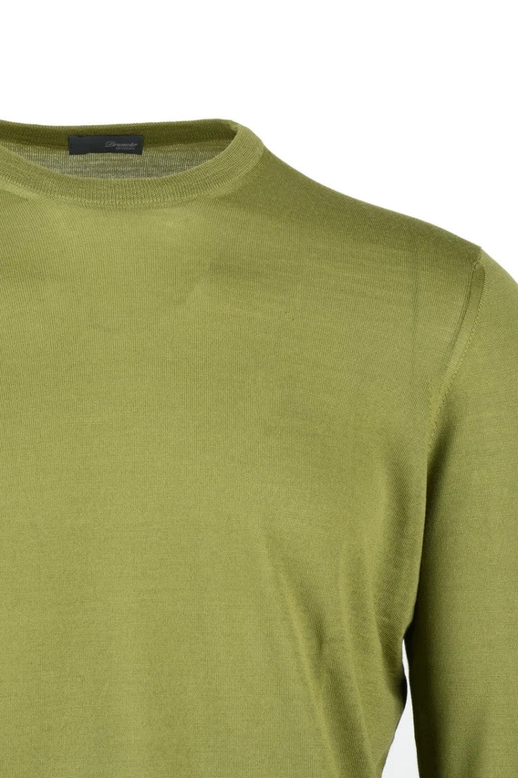 Drumohr Crew Neck Merino Wool Sweater - Olive Green