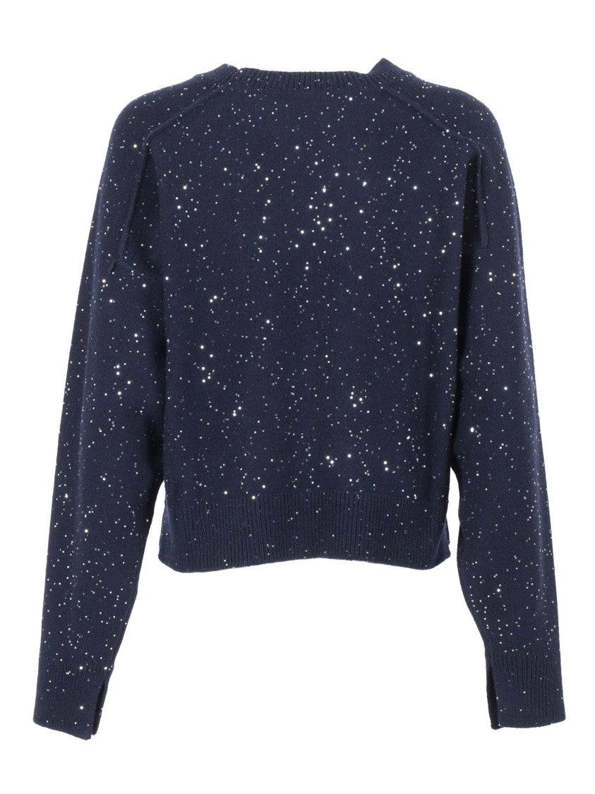 Antonelli Cropped Knit Sweater With Subtle Sequin Detailing