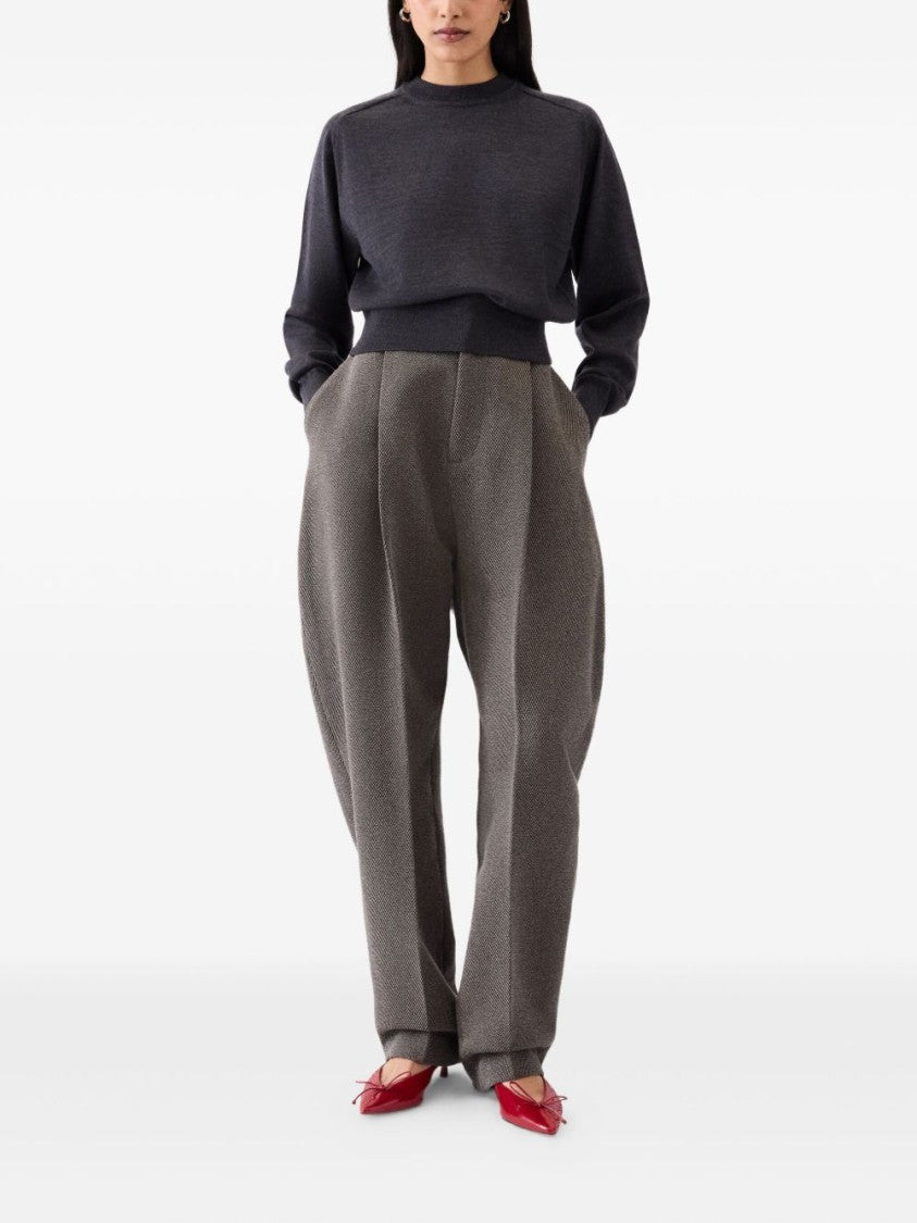 Jacquemus Fitted Dark Gray Merino Wool Blend Sweater