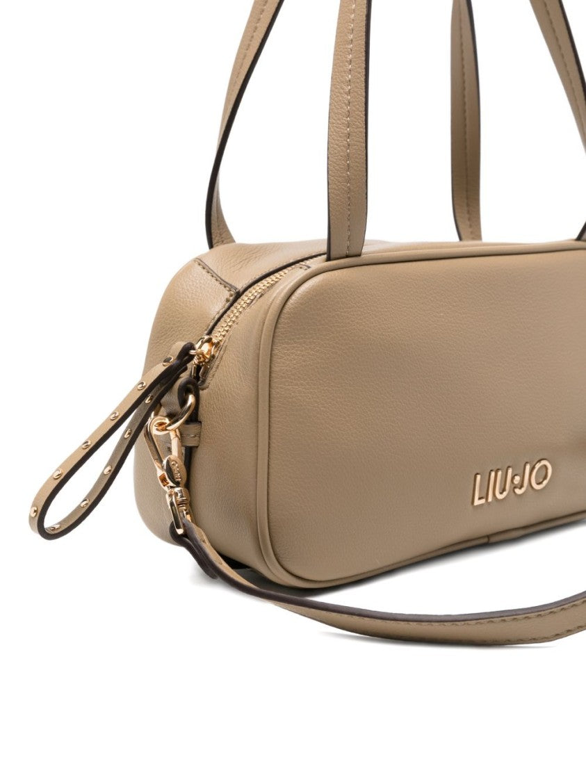 Liu Jo Brown Grained Gold-Tone Handbag