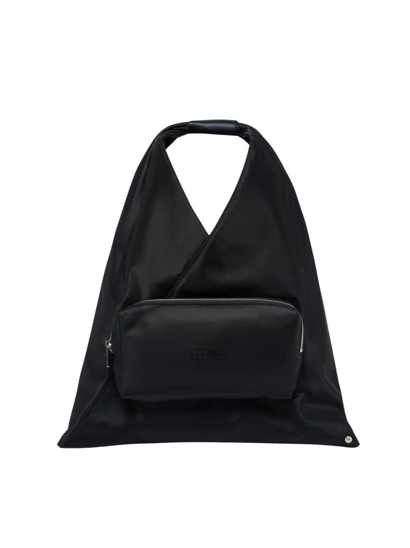 Mm6 By Maison Margiela Black Tabi Satin Clip Closure Shoulder Bag