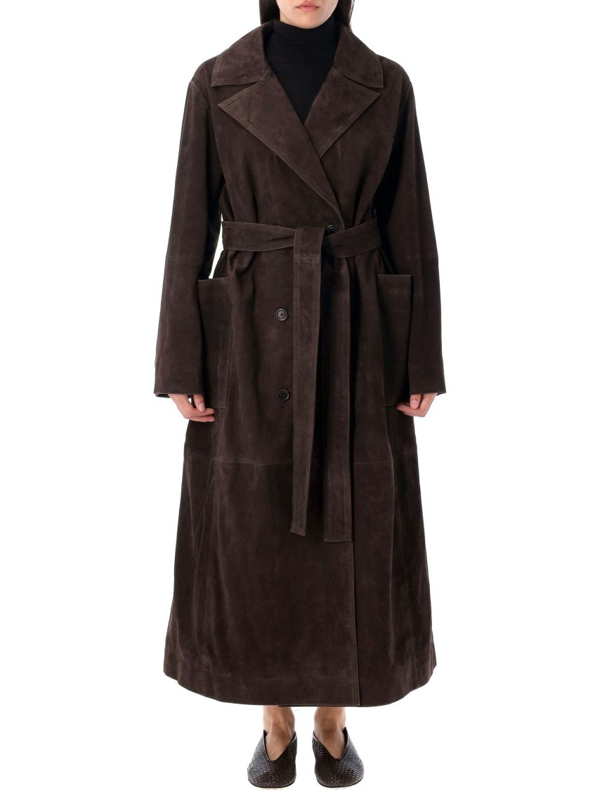 Róhe Suede Belted Wrap Coat
