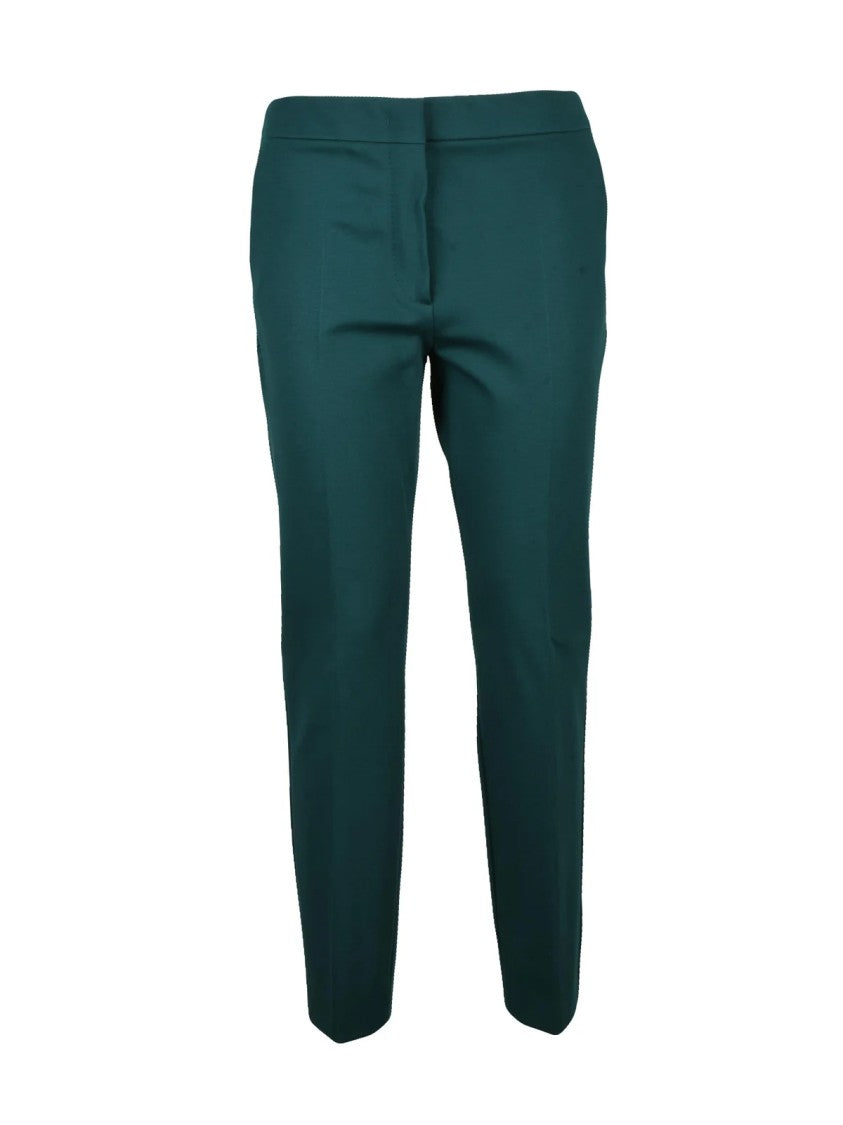 Max Mara Cropped Green Trousers With Tailored Silhouette And Stretch Fabric