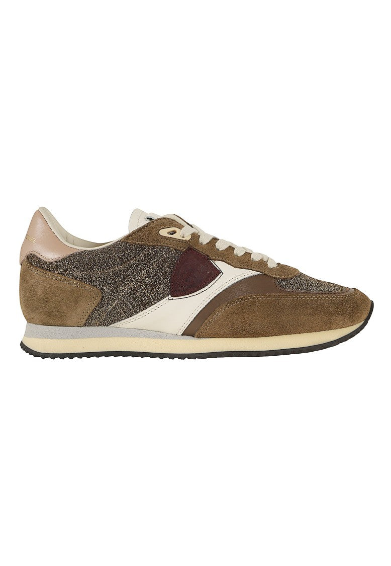 Philippe Model Blville Low Burgundy Shield Multi-Panel Running Sneakers