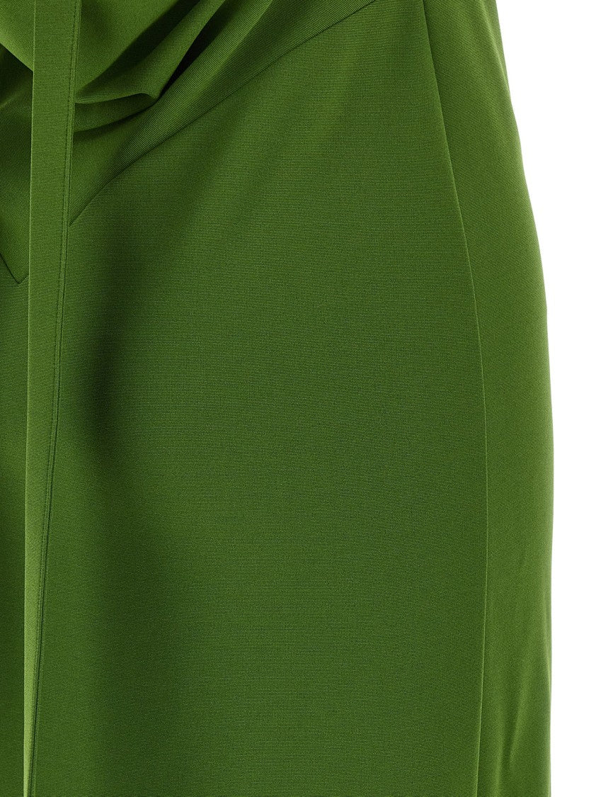 The Attico Flowing Maxi Dress With Asymmetrical Neckline And Adjustable Straps