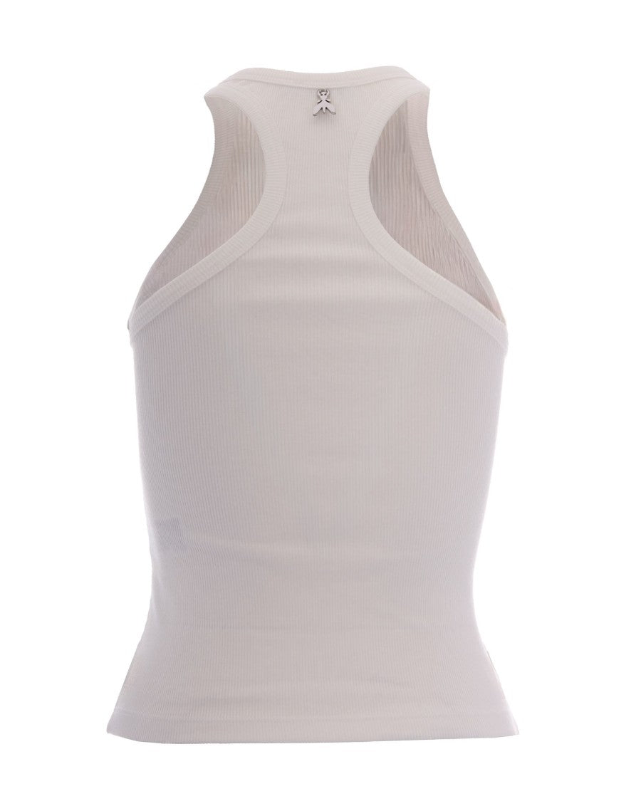 Patrizia Pepe Ribbed Halter Top With Decorative Strass