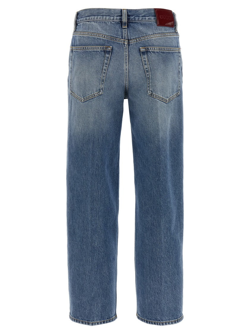 Gucci Faded Blue Washed Denim Straight Leg Jeans