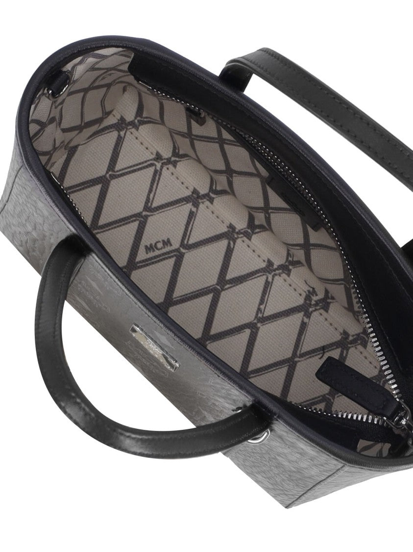 Mcm "Toni Top-Zip" Mini Tote Bag, In Black "Visetos"