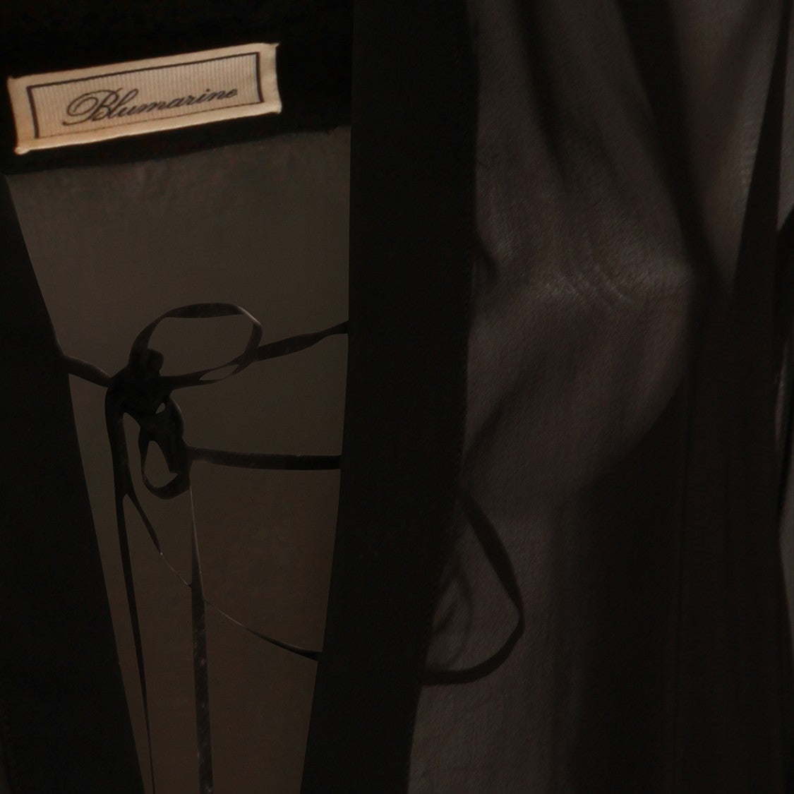 Blumarine Flowing Black Sheer Top With Ruffled Detail