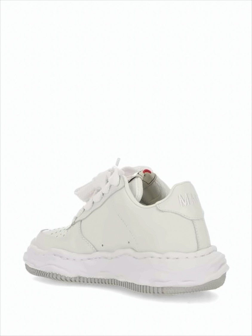 Maison Mihara Yasuhiro Monochromatic White Calf Leather Sneakers With Textured Sole