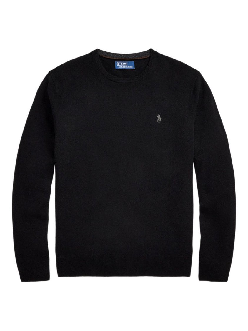Polo Ralph Lauren Crew Neck Black Wool Sweater Minimalist