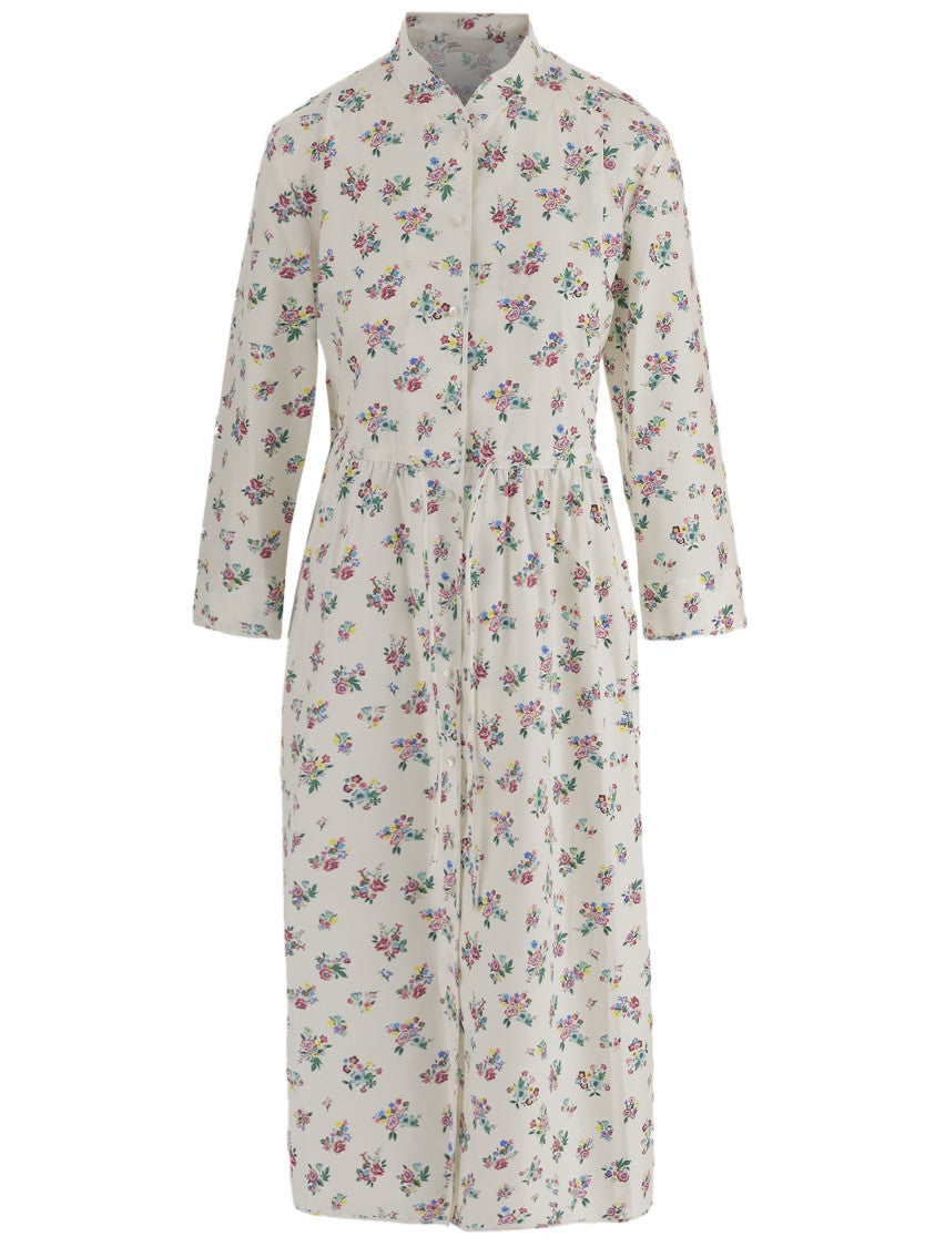 Tory Burch Floral Midi Dress With Long Sleeves
