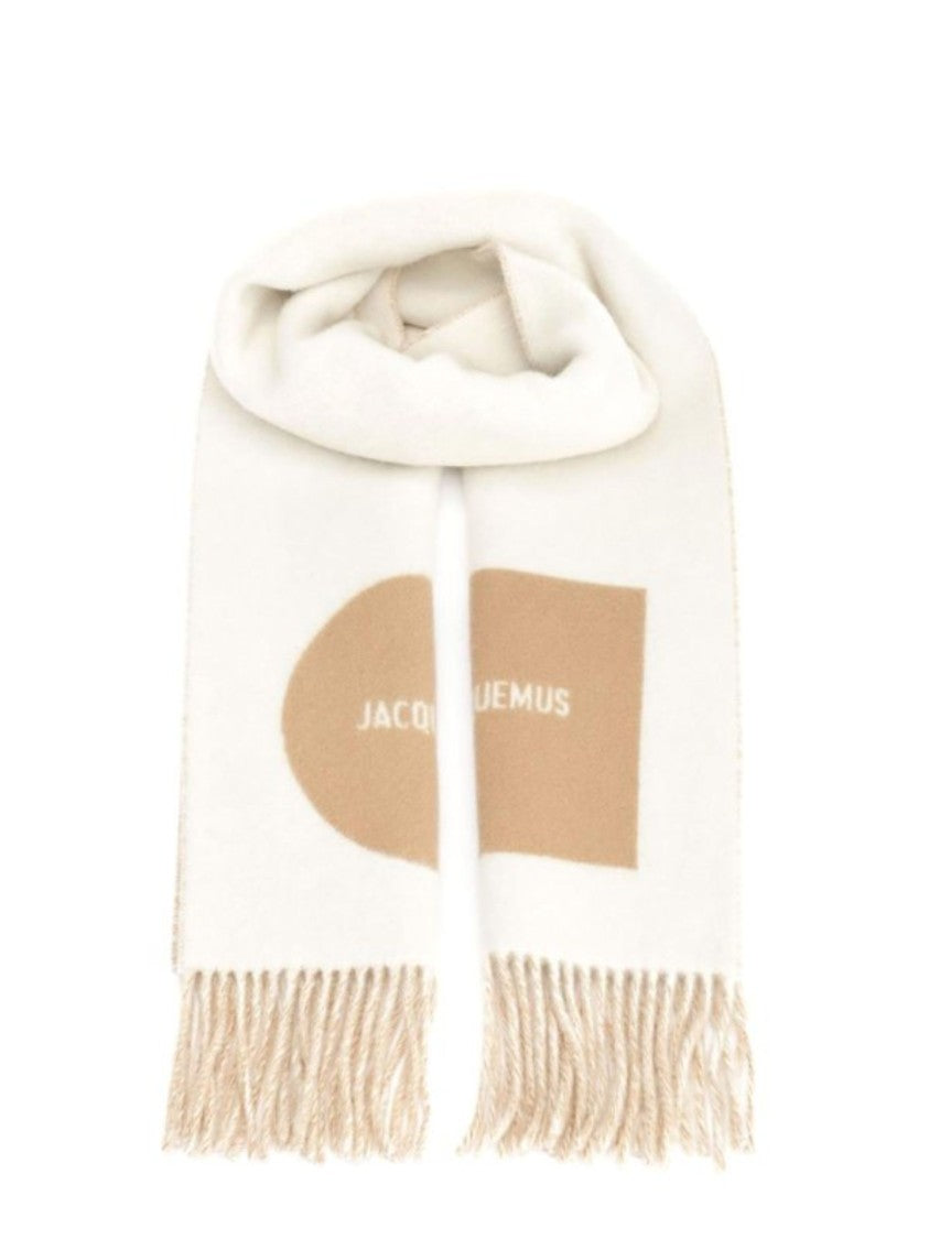 Jacquemus Beige Patchwork Fringed Tassel Scarf