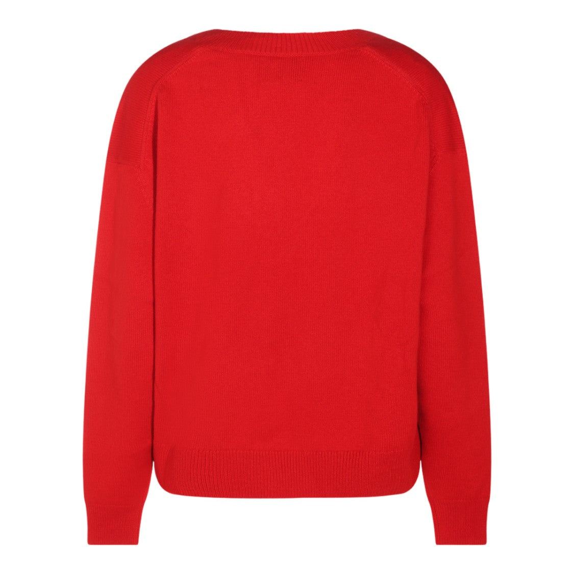 Anine Bing Vibrant Red V-Neck Sweater With Ribbed Cuffs