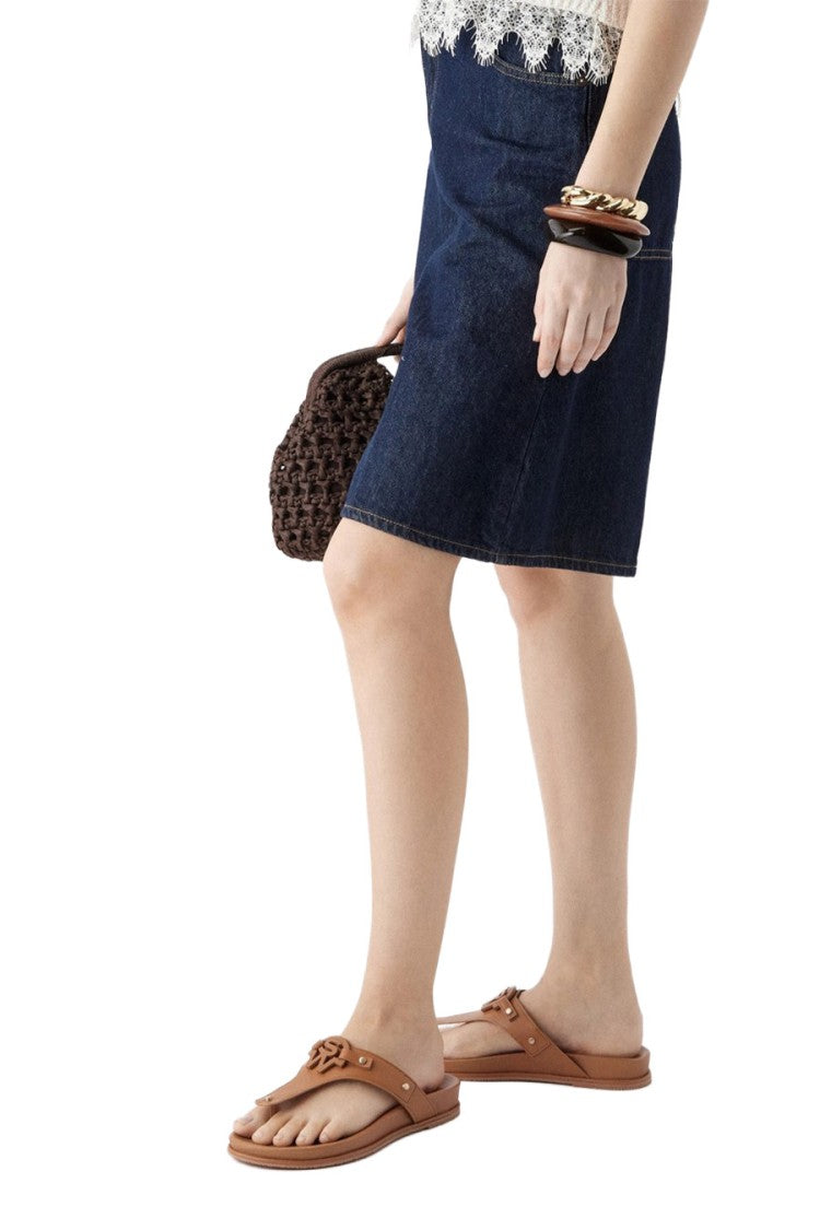 Stuart Weitzman Brown Leather Toe-Post Sandals