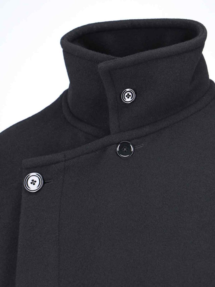 Lemaire Double-Breasted Wrap Coat With High Collar And Adjustable Cuffs