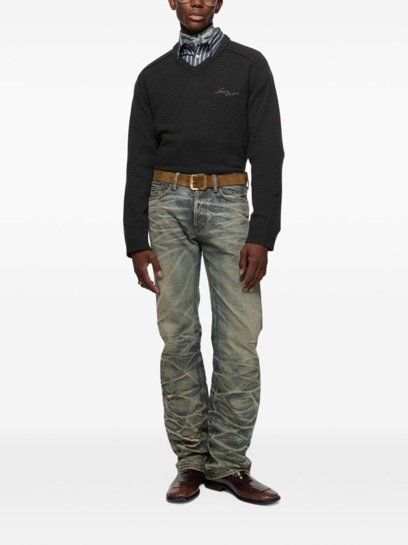 Acne Studios Camel Classic V-Neck Camel Hair Sweater