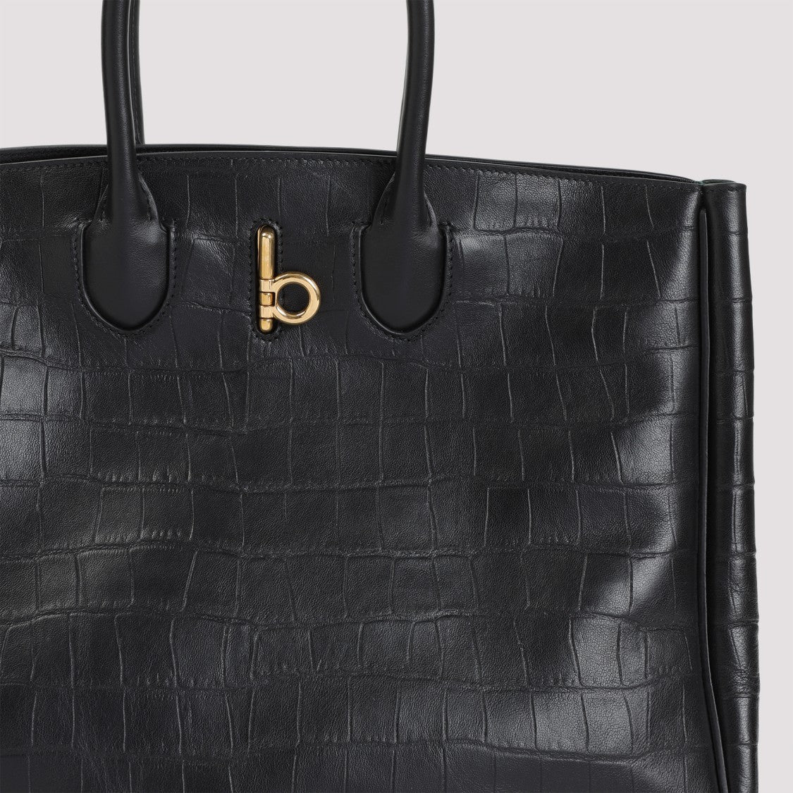 Burberry Black Leather Rocking Horse Tote Bag