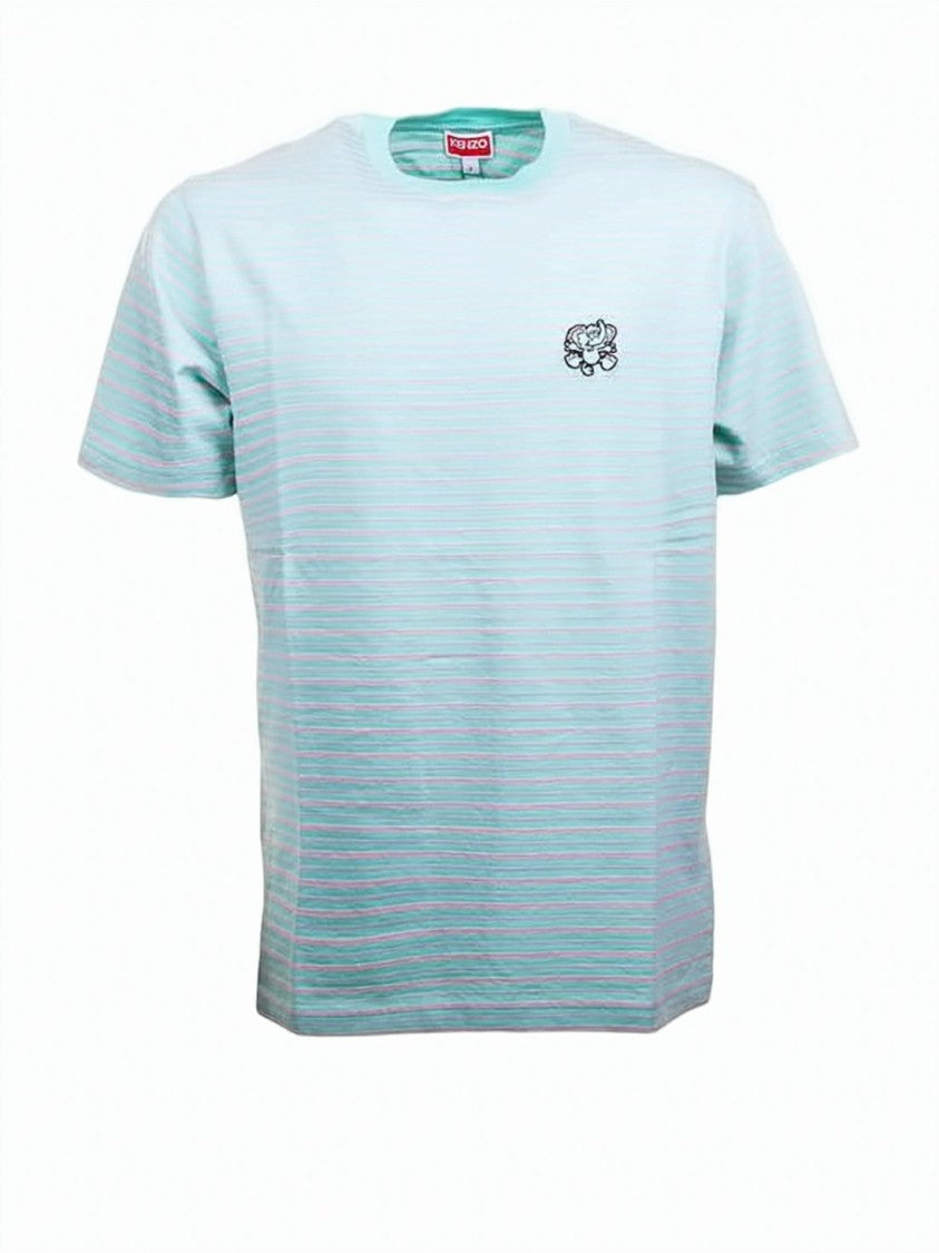 Kenzo Horizontal Stripe Crew Neck T-Shirt With Embroidered Emblem