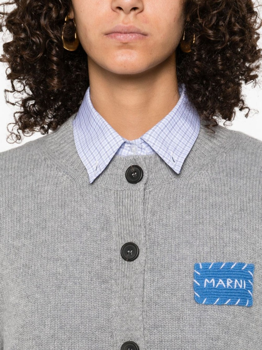 Marni Cropped Gray Cashmere Sweater