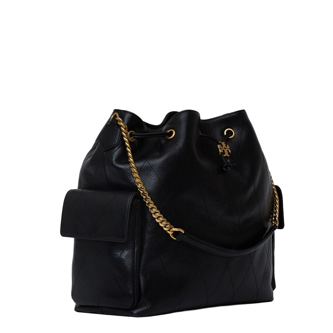 Tory Burch Charlie Quilted Leather Large Drawstring Shoulder Bag