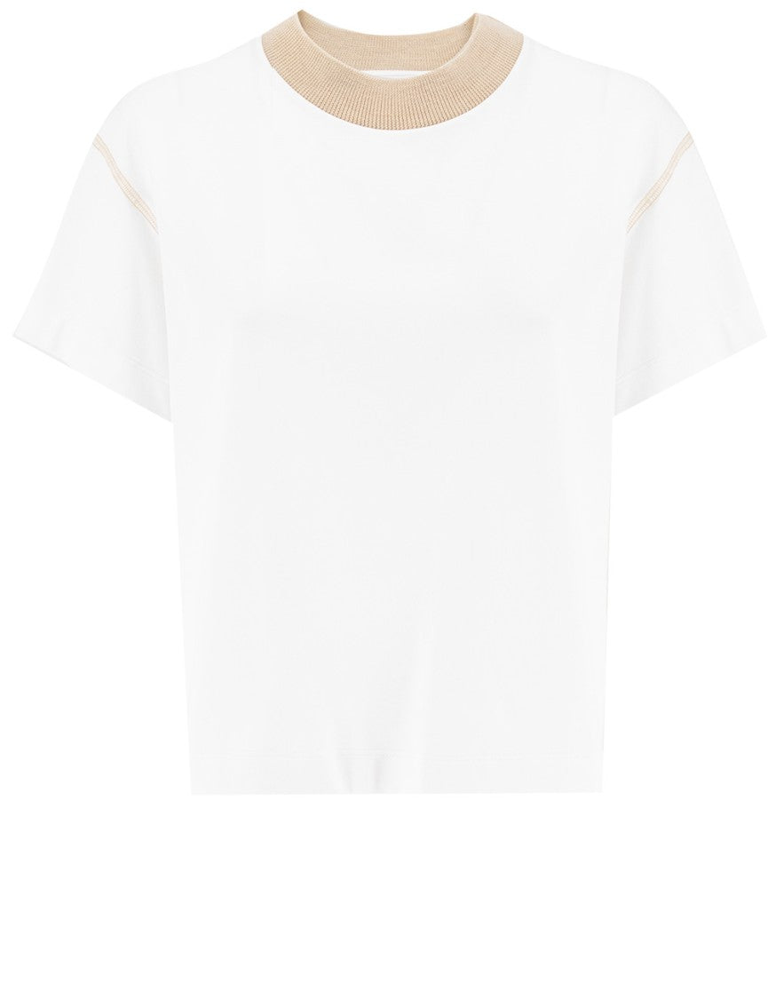 Peserico Cotton T-Shirt With Silk Accents
