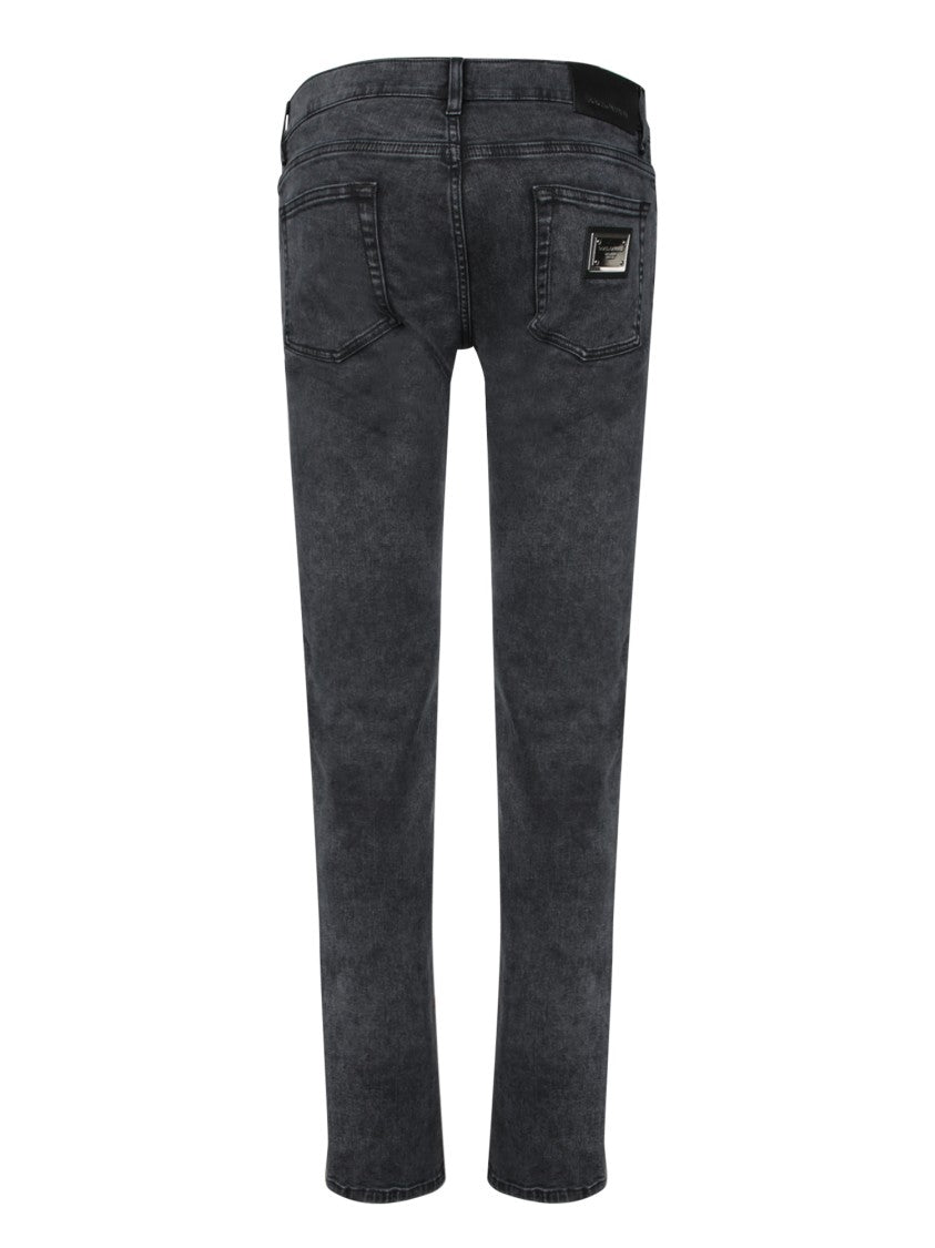 Dolce & Gabbana Straight-Leg Black Jeans With Subtle Faded Finish