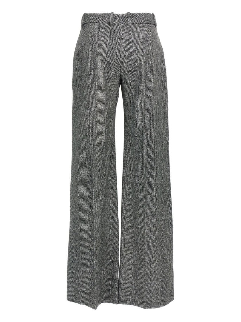 Ermanno Scervino High-Waisted Wide-Leg Trousers With Textured Herringbone Fabric