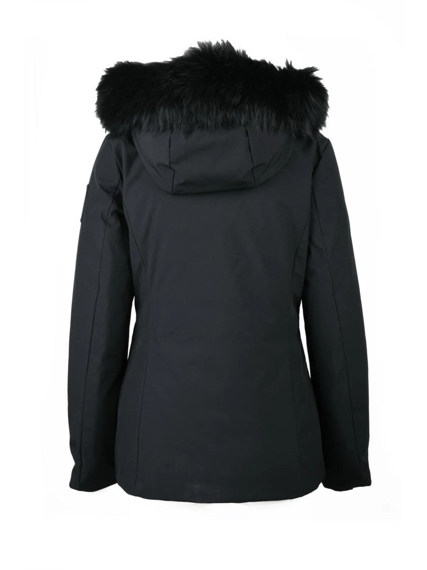 Bomboogie Fitted Down Jacket With Removable Fur Trim