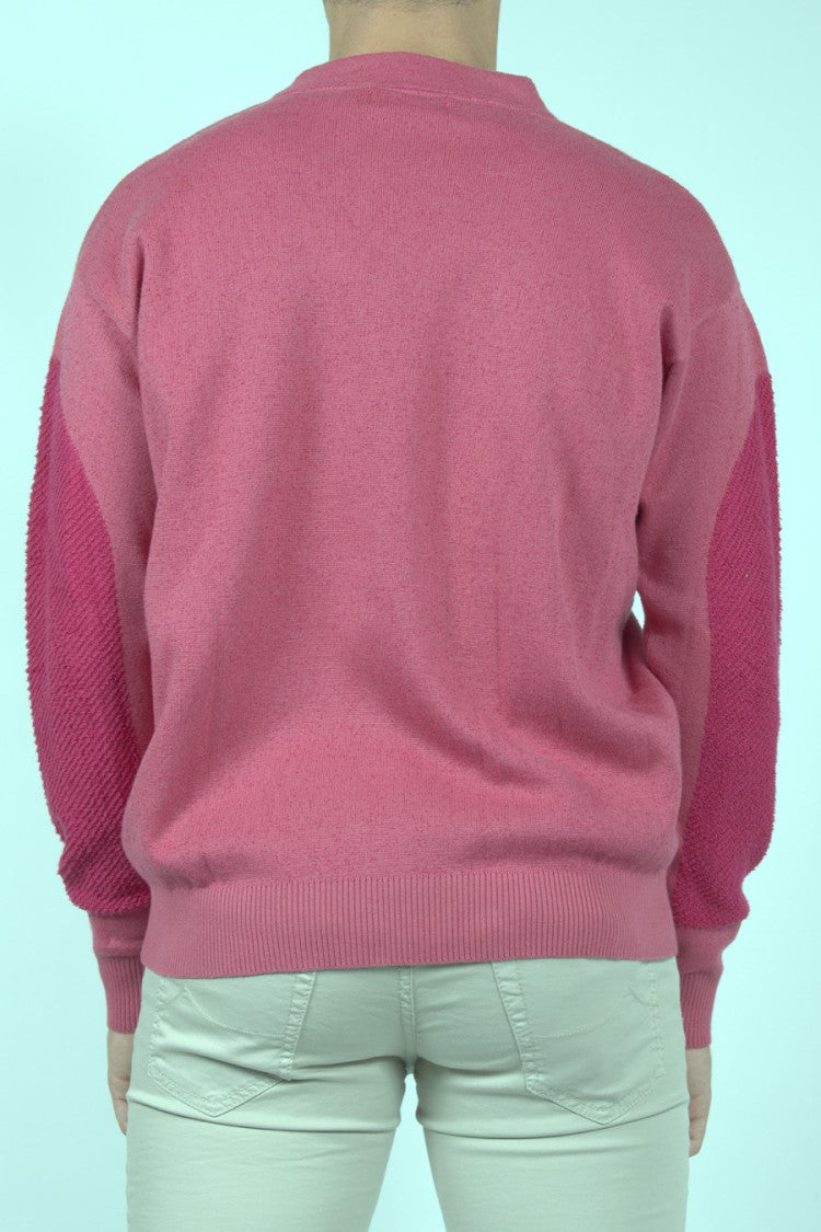 Stone Island Pink Compass Patch Crew-Neck Cotton-Blend Sweater