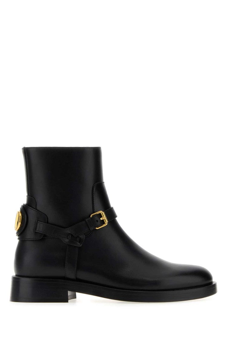 Valentino Garavani Black Leather Vlogo Signature Ankle Boots