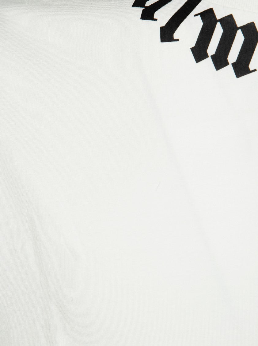 Palm Angels White Neck Logo Regular Crew T-Shirt
