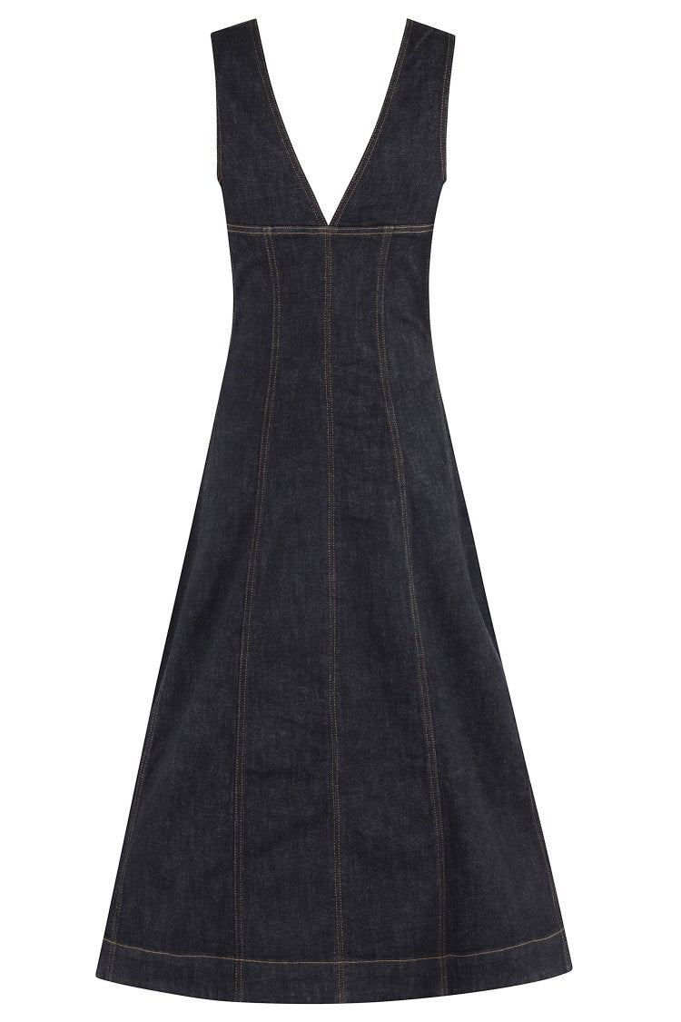 Self-Portrait Denim Midi Dress