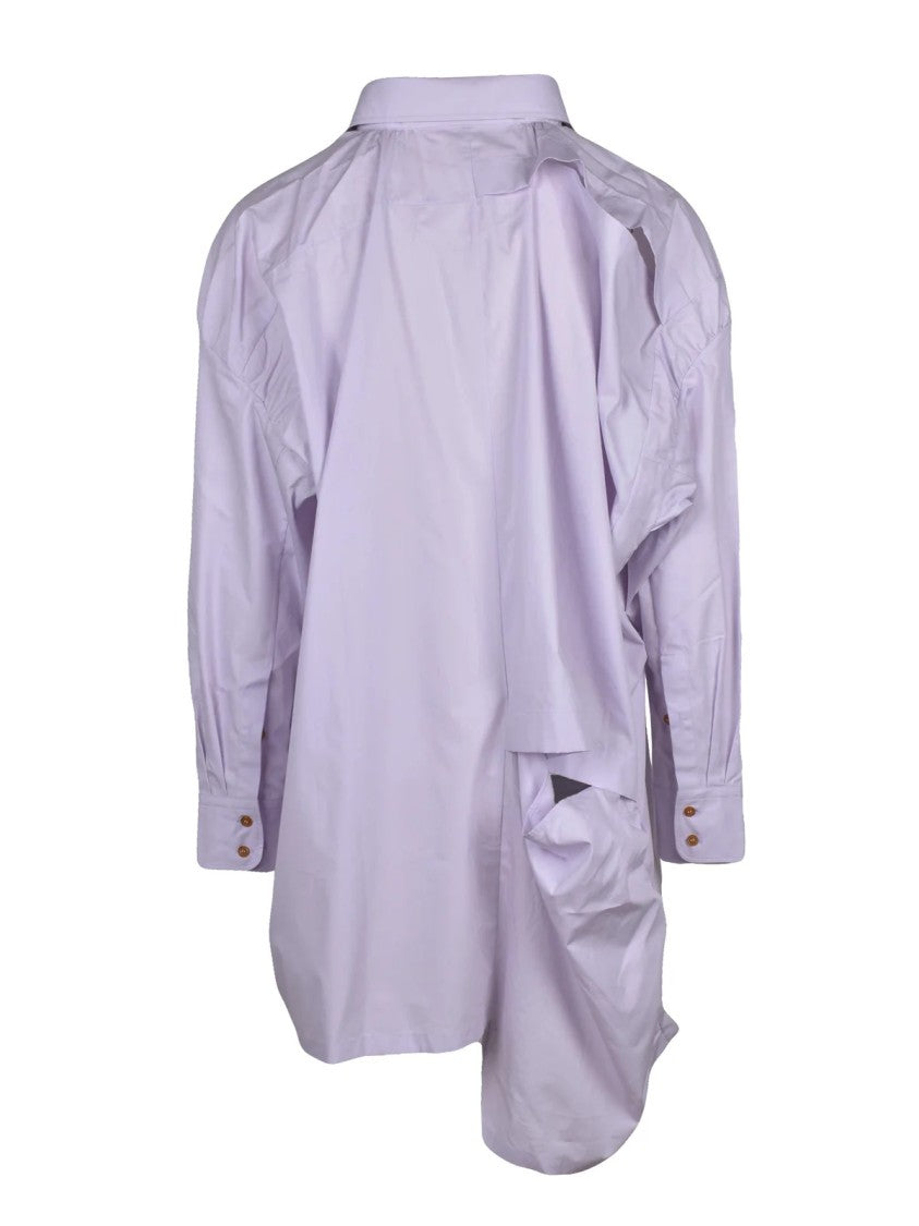 Vivienne Westwood Asymmetric Lavender Shirt With Button Closure And Draped Design