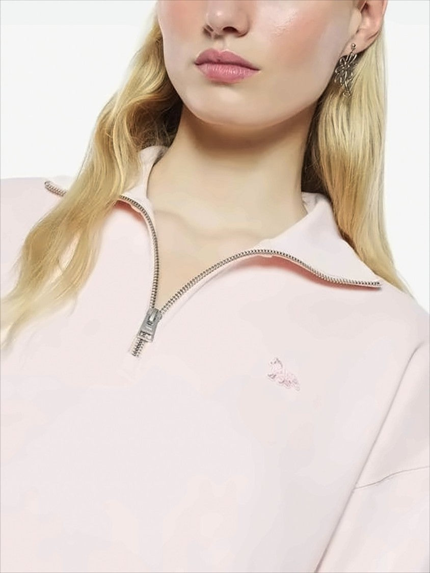 Maison Kitsuné Light Pink Half-Zip Turtleneck With Embroidered Logo