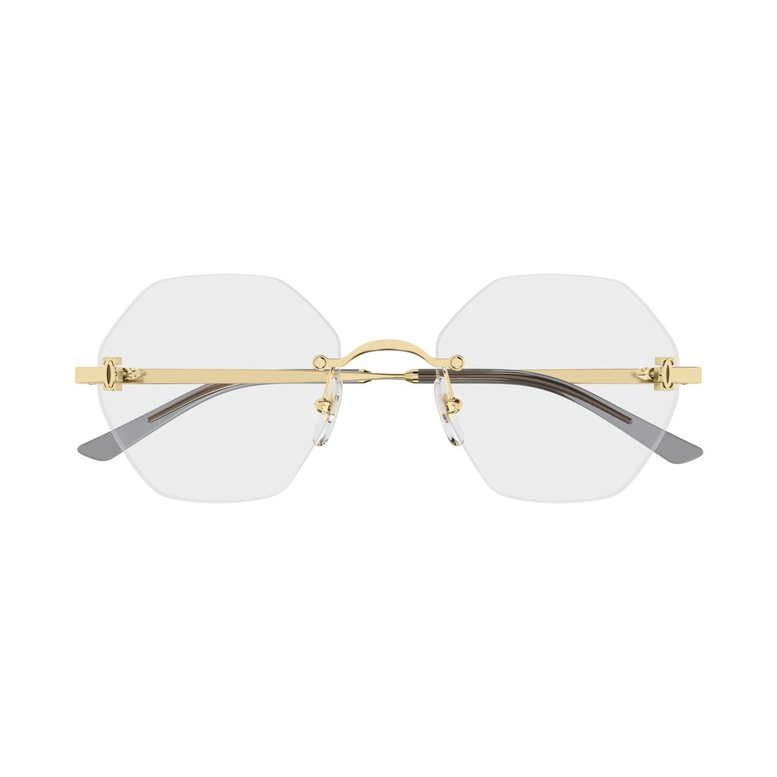 Cartier Rimless Hexagonal Sunglasses With Gold Metal Accents