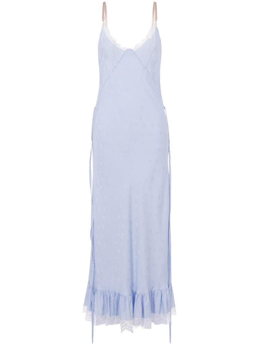 Moschino Flowing Blue Dress With Lace Trim