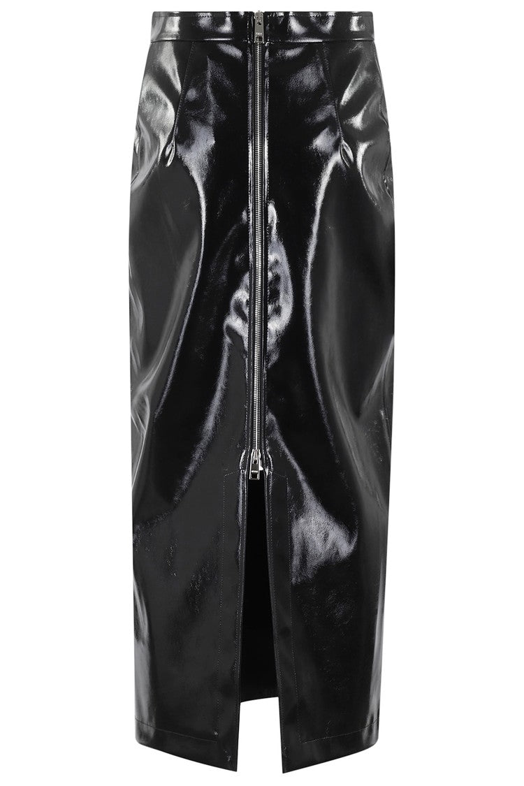 Msgm Pencil Skirt With Glossy Patent Effect