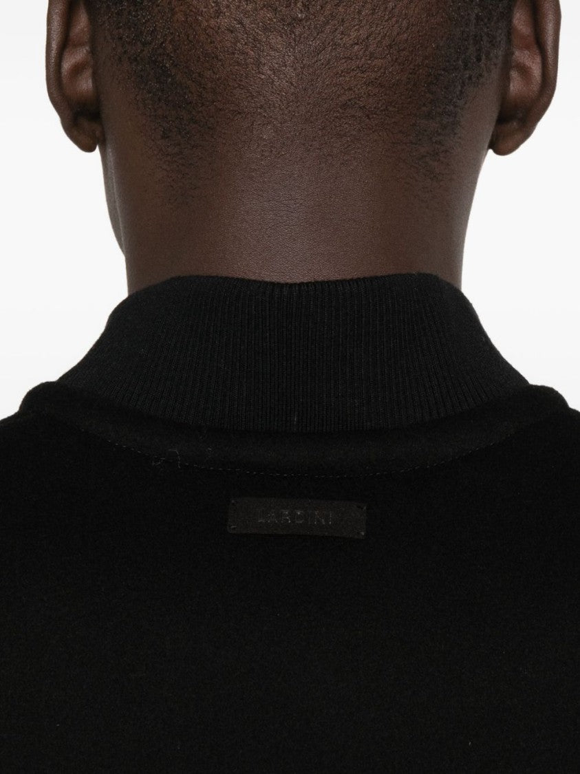 Lardini Sleeveless Black Wool Vest With High Collar