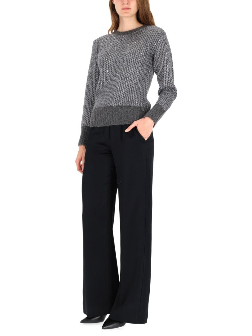 Herno Textured Knit Sweater With Round Neckline And Ribbed Finish