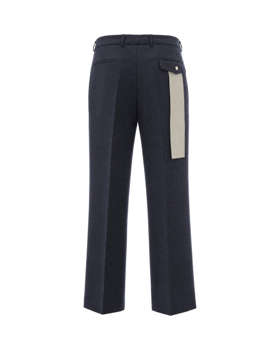 Thestroy Denim Blue Aura Double Pleat Stretch Twill Straight-Leg Pants
