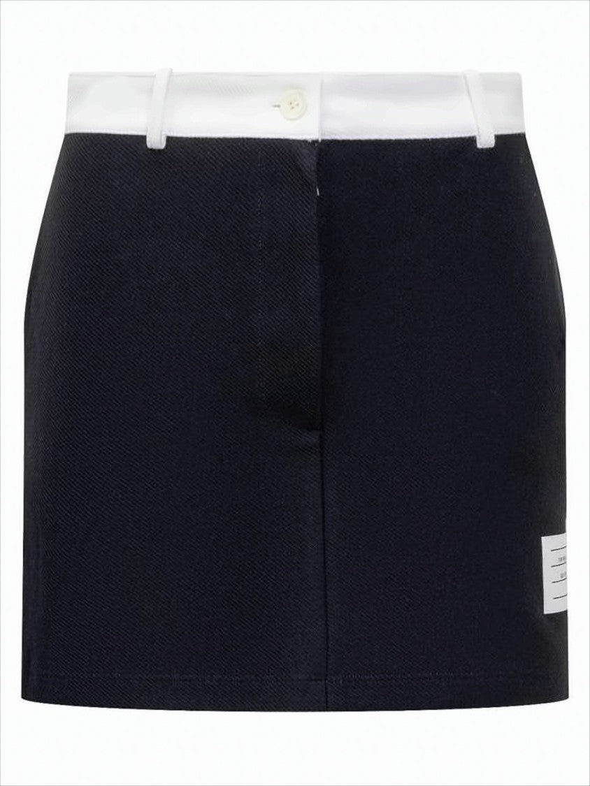 Thom Browne Structured Mini Skirt With Contrast Waistband And Signature Details